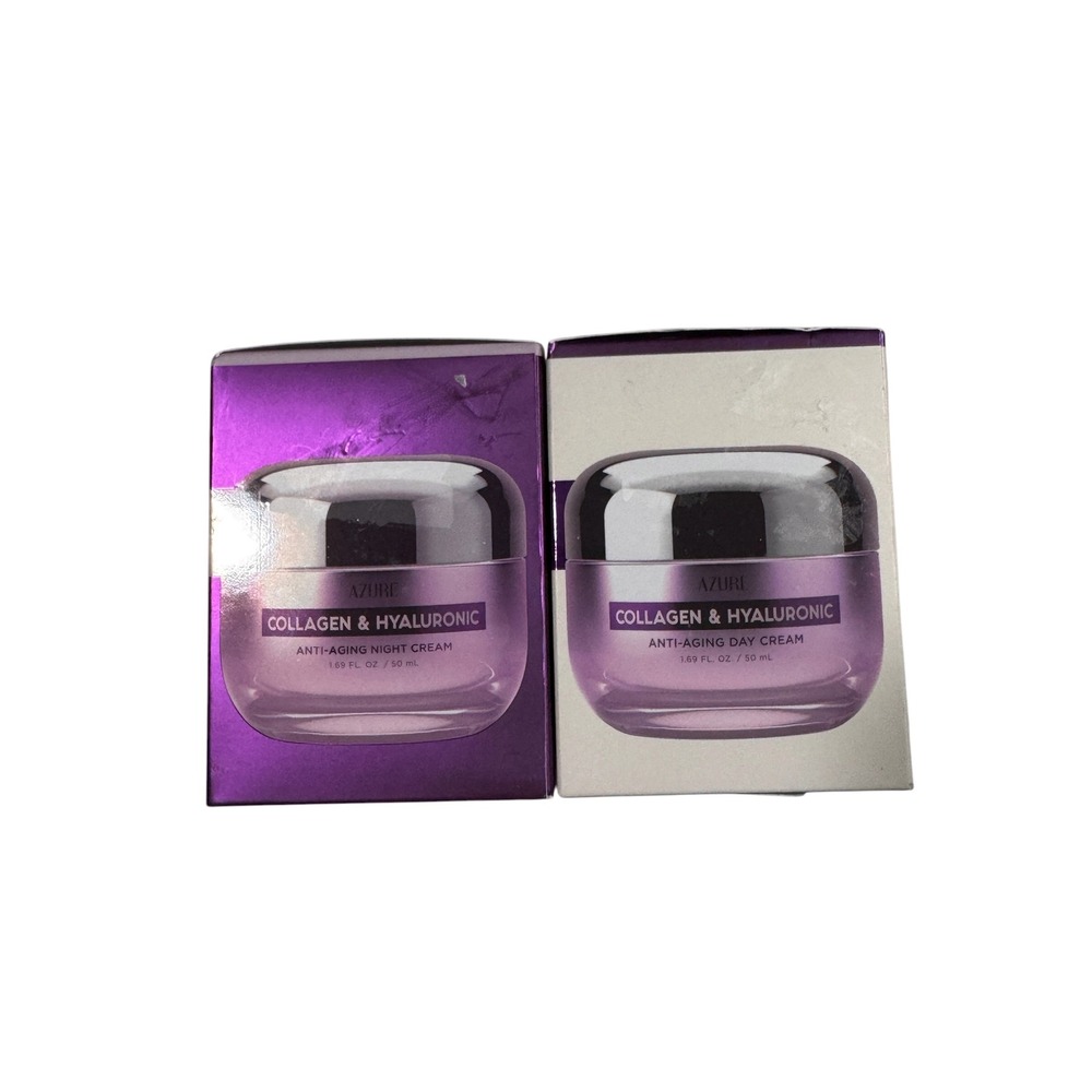 2pk Azure Collagen & Hyaluronic Anti-Aging Day&Night Cream Set 1.69oz 50ml Each